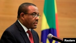 FILE - Ethiopia's Prime Minister, Hailemariam Desalegn, speaks in Addis Ababa, Feb. 11, 2014.