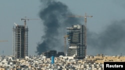 دود ناشی از رهگیری یکی از حملات پهپادی در ریاض در ۱۴ اسفند امسال