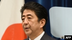 日本首相安倍晋三2015年8月14日在东京官邸发表二战周年讲话