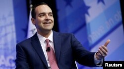 FILE - Andrew Bremberg, then-director of the White House Domestic Policy Council, speaks at the Conservative Political Action Conference (CPAC) in Oxon Hill, Maryland, Feb. 24, 2017.