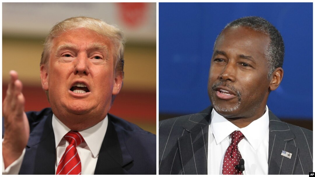 Ứng cử viên tổng thống của đảng Cộng hòa Ben Carson và Donald Trump.