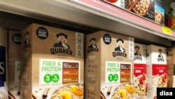 Oatmeal boxes are seen on a shelf in a grocery store in Prince William’s county in Virginia. (Photo by Diaa Bekheet)