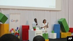 Google's Tidjane Deme and Eugenie Rives open a developer's
conference at University Cheikh Anta Diop in Dakar