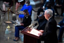 Senate Majority Leader Mitch McConnell of Ky., speaks during a memorial service for Rep. John Lewis, D-Ga., at the U.S. Capitol, July 27, 2020, in Washington.