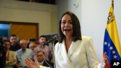 María Corina Machado durante el acto de proclamación como candidata presidencial de la oposición.