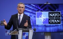 NATO Secretary General Jens Stoltenberg gives a press briefing at the end of a NATO Foreign Ministers' meeting at the Alliance's headquarters in Brussels, Belgium, March 24, 2021.