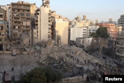 تصویری از خسارات به جامانده از حمله هوایی اسرائیل به منطقه باشوره در مرکز بیروت