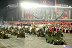 Paramilitary parade held to mark the founding anniversary of the republic at Kim Il Sung square in Pyongyang, Sep. 9, 2021.