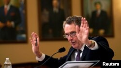 U.S. Trade Representative Robert Lighthizer testifies before a House Ways and Means Committee hearing on U.S.-China trade on Capitol Hill in Washington, Feb. 27, 2019. 