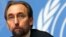 FILE - Jordan's Prince Zeid Ra'ad Zeid al-Hussein, U.N. High Commissioner for Human Rights pauses during a news conference at the United Nations European headquarters in Geneva, Oct. 16, 2014.  