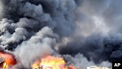 10일 시리아 다마스쿠스의 폴발 현장.