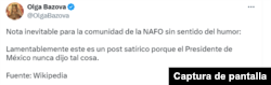 Captura de la aclaración publicada por el perfil que inició la desinformación.