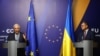 乌克兰外长库列巴和欧盟外交政策高级专员博雷利在欧盟在基辅举行非正式外长会议后举行联合记者会。(2023年10月2日)