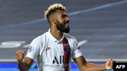 Eric Maxim Choupo-Moting du PSG célèbre son but contre l'Atalanta Bergame, Portugal, le 12 août 2020. 