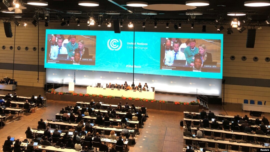 A general view of the climate change negotiations in Bonn, Germany, May 10, 2018. 