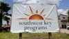 FILE - A Southwest Key Programs sign is displayed on June 20, 2014, in Brownsville, Texas. The U.S. Justice Department has ended a civil rights lawsuit against the nonprofit, a March 2025 court filing says.