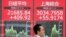 一名男子2019年7月1日走過東京一處股票交易所外顯示日經指數和上證綜指的電子屏幕。