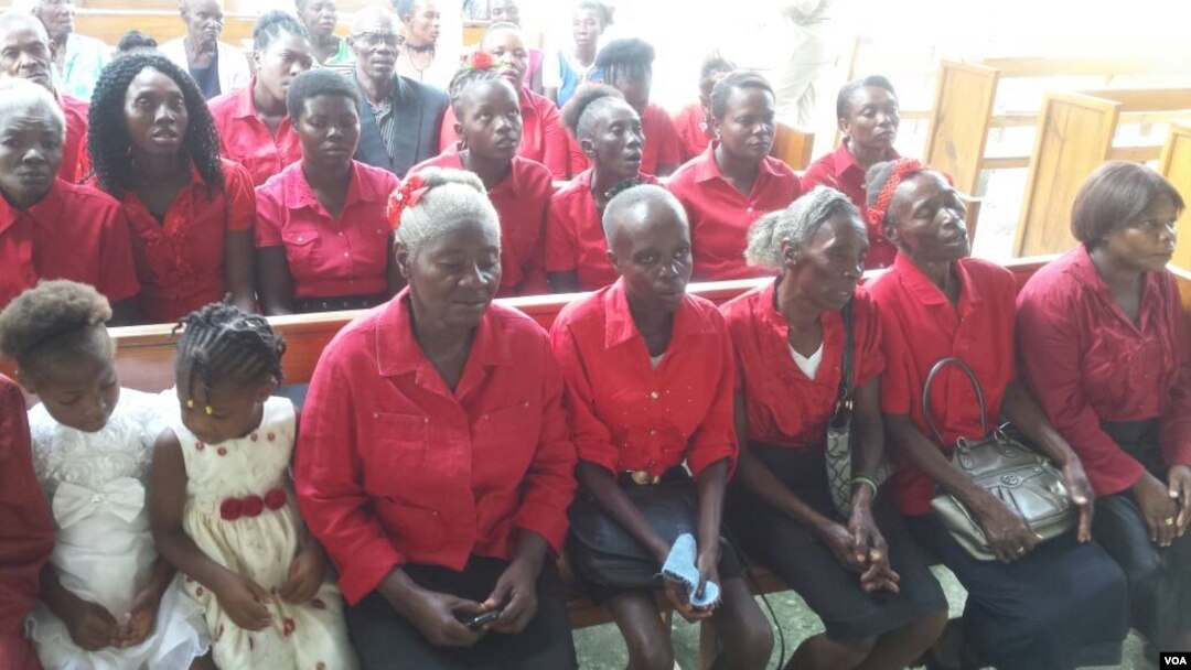 Marise Laguerre (3rd from left) at the Adult Literacy program graduation ceremony in Camp Perrin, Haiti, Feb. 11, 2018. (Photo: Esnal Sincere/VOA Creole) 