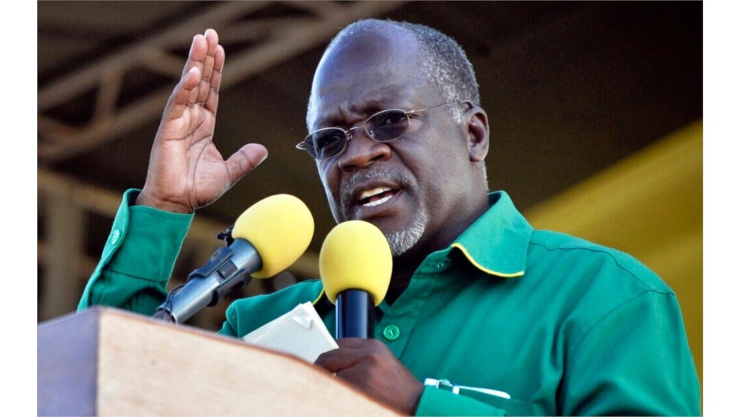 FILE - Tanzanian President John Magufuli gestures during an election rally in Dar es Salaam, Oct. 23, 2015.