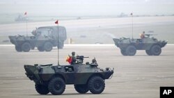 台湾寻求抗衡中国军事力量。图为台湾军队今年4月11日进行汉光演习时。