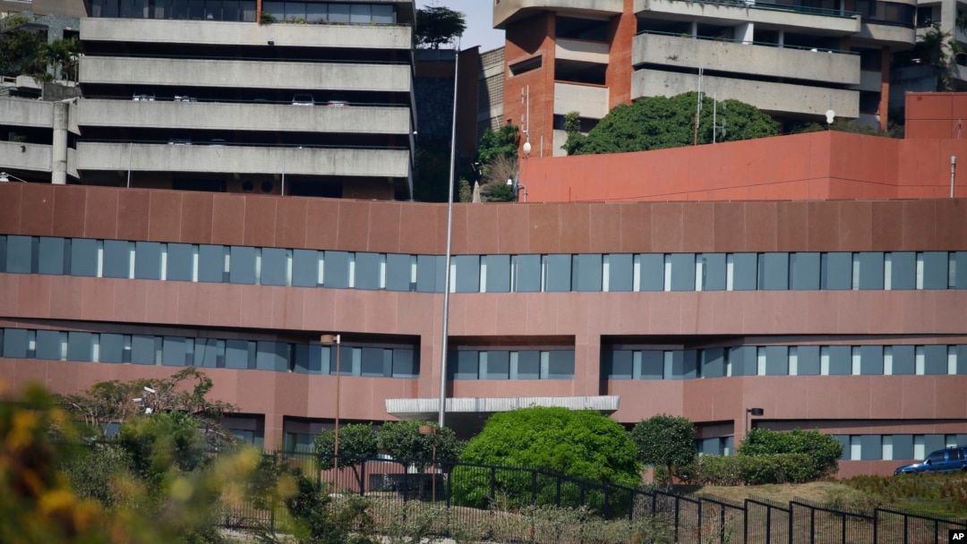 Tòa đại sứ Mỹ không treo quốc kỳ ở Caracas, Venezuela, 14/3/2019 