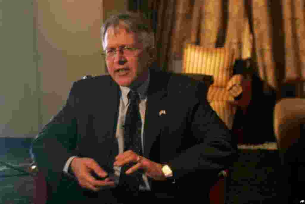 U.S. Ambassador to Nigeria Terence P. McCulley speaks during an interview with The Associated Press in Lagos, Nigeria on Thursday Feb. 23, 2012. McCulley said his nation is offering support to Nigeria as it fights against a radical Islamist sect, but rule