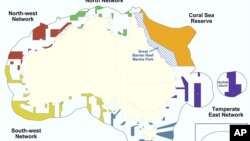 This graphic released by Department of Sustainability, Environment, Water, Population and Communities shows the proposed Commonwealth marine reserves areas around Australia.