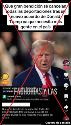 Captura de desinformación en TikTok.