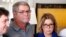 Pascal Fauret (C), one of the two French pilots who had been in the Dominican Republic awaiting a court appeal of their conviction for drug trafficking and now back in France, attends a news conference with his wife Sabine Fauret (R) at his lawyer's office in Paris, Oct. 27, 2015.