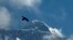 FILE - A bird flies as Mount Everest is seen from Namche Bajar, Solukhumbu district, Nepal, May 27, 2019.