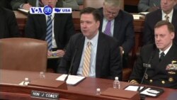 VOA60 America - FBI Director James Comey publicly testifies that the FBI