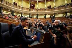 FILE - Spain's Prime Minister Pedro Sanchez is photographed at the Spanish parliament in Madrid, Feb. 13, 2019.