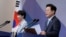 2026년 5월 19일 화요일, 대한민국 안동에서 다카이치 사나에 일본 총리와 이재명 대한민국 대통령이 공동 기자회견에 참석하고 있다.
