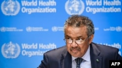 Tổng giám đốc Tổ chức Y tế Thế giới WHO Tedros Adhanom Ghebreyesus trong cuộc họp báo tại trụ sở WHO ở Geneva,ngày 18/10/2019.
