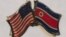 The US-North Korean “Friendship” flag pin displayed at a gift store inside the State Department, Oct. 27, 2016. (S.Herman/VOA News)