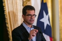 Pedro Pierluisi, sworn in as Puerto Rico’s governor last week, speaks during a press conference at the government mansion La Fortaleza in San Juan, Puerto Rico, Aug. 6, 2019.
