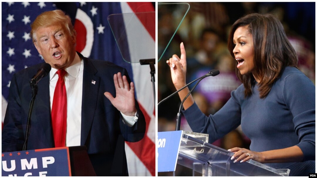 Republikanski predsednički kandidat Donald Tramp i prva dama SAD Mišel Obama