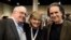 FILE - The children of Berkshire Hathaway Chairman and CEO Warren Buffett, from left, Howard Buffett, Susie Buffett, and Peter Buffett, pose for a photo at the CenturyLink Center exhibit hall in Omaha, Neb., May 1, 2015.