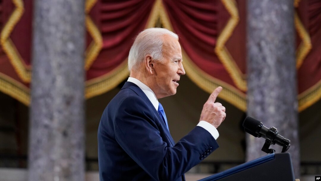 Tổng thống Mỹ Biden phát biểu tại tòa nhà quốc hội hôm 6/1/2022.