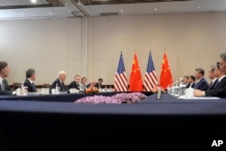 Suasana pertemuan bilateral antara Presiden China Xi Jinping dan Presiden Amerika Joe Biden di Lima, Peru, Sabtu, 16 November 2024. (Foto: Manuel Balce Ceneta/AP Photo)