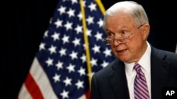 Attorney General Jeff Sessions speaks at a news conference in Baltimore, Dec. 12, 2017.