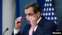 El portavoz de la Casa Blanca, John Kirby, en una conferencia de prensa en la Casa Blanca en Washington, el 8 de julio de 2024.