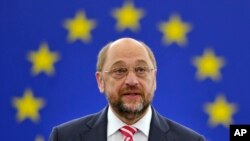 Ketua Parlemen Eropa, Martin Schulz, di Strasbourg, Perancis