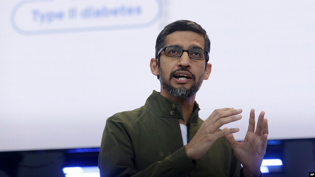 In this May 8, 2018, file photo, Google CEO Sundar Pichai speaks about the companies AI actirivies at the Google I/O conference in Mountain View, Calif. (AP Photo/Jeff Chiu, File)