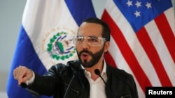 FILE - El Salvador President Nayib Bukele speaks at a news conference, May 26, 2020.