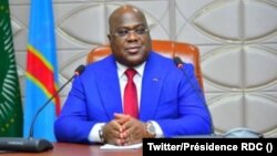 Président Félix Tshisekedi na ndako na ye ya mosala, Kinshasa, 23 octobre 2020. (Twitter/Présidence RDC)