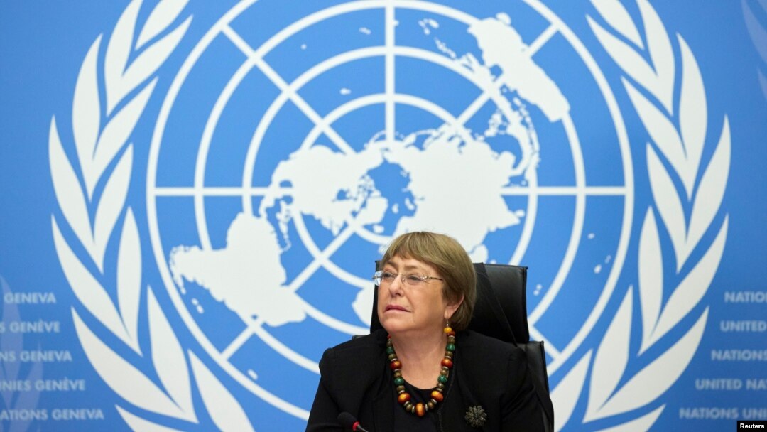 Komisaris Tinggi Perserikatan Bangsa-Bangsa (PBB) untuk Hak Asasi Manusia (HAM) Michele Bachelet menghadiri konferensi pers di Jenewa, Swiss, 9 Desember 2020. (Foto: Denis Balibouse/Reuters)
