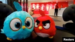 FILE - Angry Birds game characters are seen at the Rovio headquarters in Espoo, Finland March 13, 2019. 