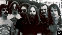 FILE - This undated file photo shows members of the Grateful Dead, from left to right, Mickey Hart, Phil Lesh, Jerry Garcia, Brent Mydland, Bill Kreutzmann and Bob Weir.