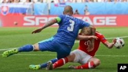 Dans le groupe B, la Slovaquie affrontait le Pays de Galles samedi 11 juin à l'Euro 2016. (AP Photo/Andrew Medichini)